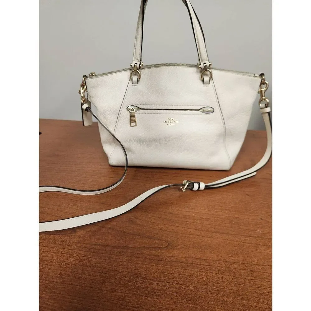 Coach A2054-79997(PF) pebbled leather prairie handbag in color chalk with should